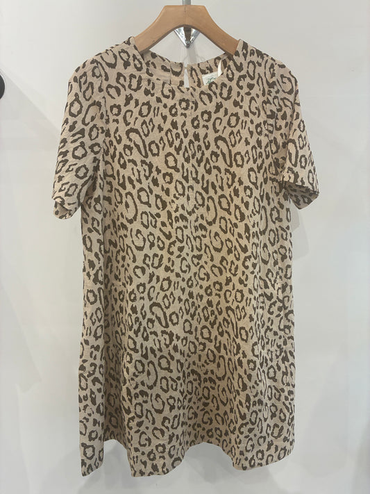 Abstract Leopard Dress with Pockets