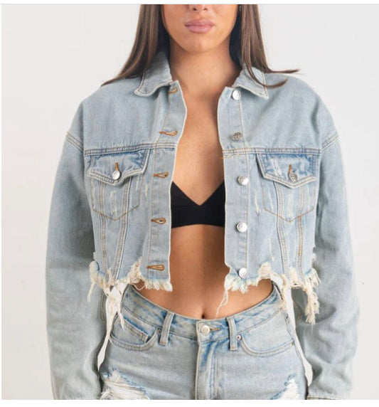 Here Comes the Sun - Cropped Denim Jacket