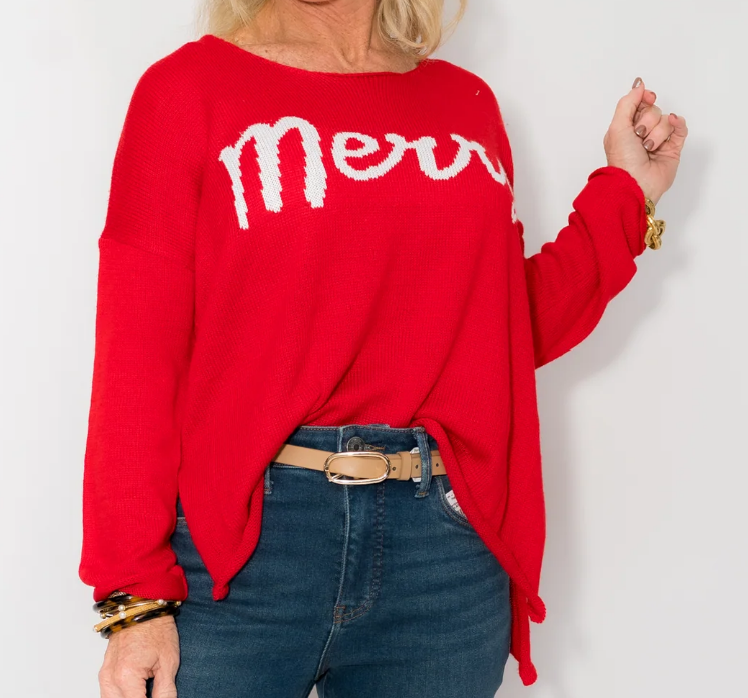 Holiday Sweater - Merry - Red